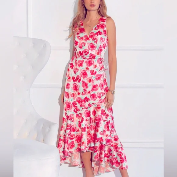 Adelyn Rae Willow Floral Wrap Maxi Dress NWOT - Picture 2 of 3